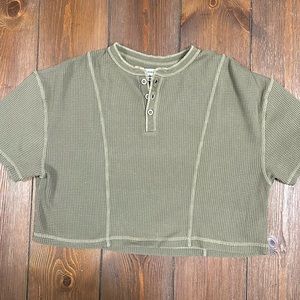 Urban Outfitters Cropped Waffle Knit Tee